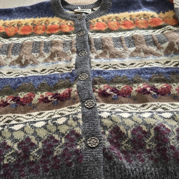 Vintage Women's Multicolor Wool Cotton Patterned Sweater Cottagecore Warm size M - Picture 8 of 14